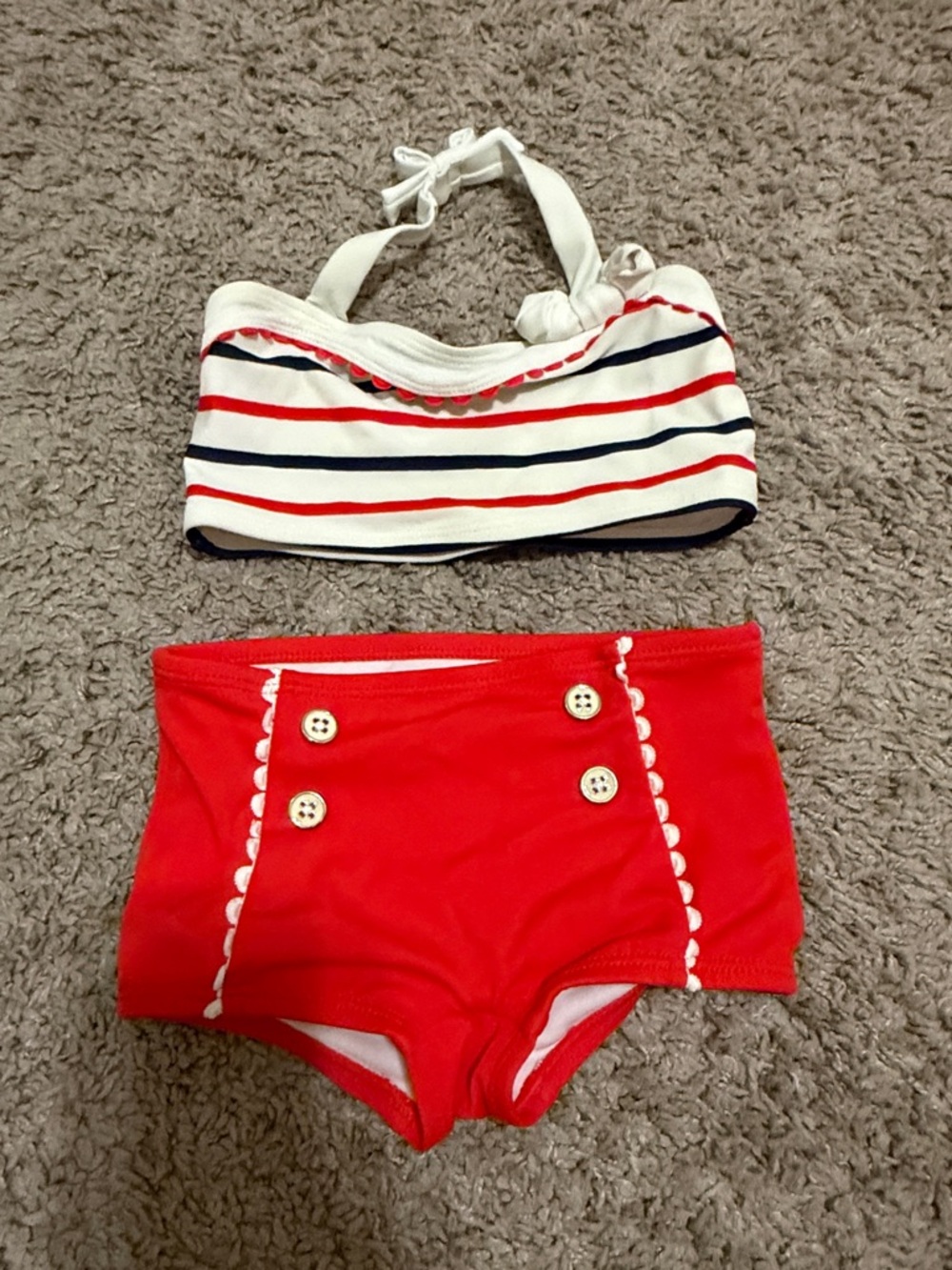 Janie & Jack Red and White Retro Toddler Bikini Swimsuit